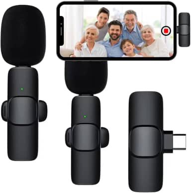 Microfone de Lapela Sem Fio Profissional – Alta Sensibilidade, Tipo C, Redução de Ruídos, Compatível com iOS e Android - Ideal para Podcast, Reuniões, Gravações, Youtubers, TikTok e Conteúdo Digital