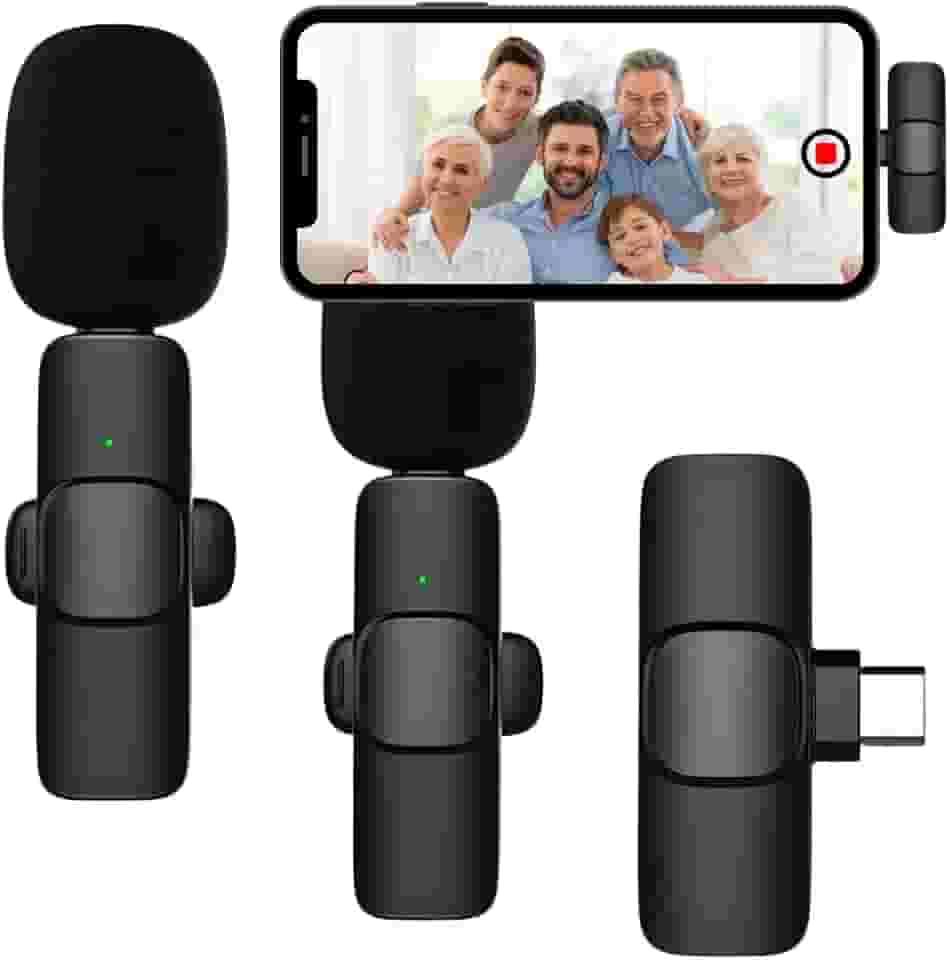 Microfone de Lapela Sem Fio Profissional – Alta Sensibilidade, Tipo C, Redução de Ruídos, Compatível com iOS e Android - Ideal para Podcast, Reuniões, Gravações, Youtubers, TikTok e Conteúdo Digital