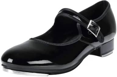 Tênis de dança unissex de couro PU com tira fácil para mulheres e homens-608, Patente preta, 36 BR