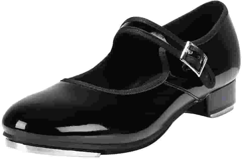 Tênis de dança unissex de couro PU com tira fácil para mulheres e homens-608, Patente preta, 36 BR