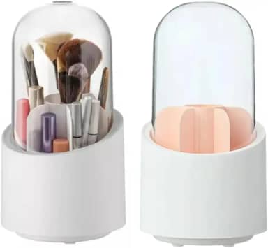 Organizador de Pincéis Para Maquiagem Com Tampa Porta Pincel Lapis Rimel Giratorio