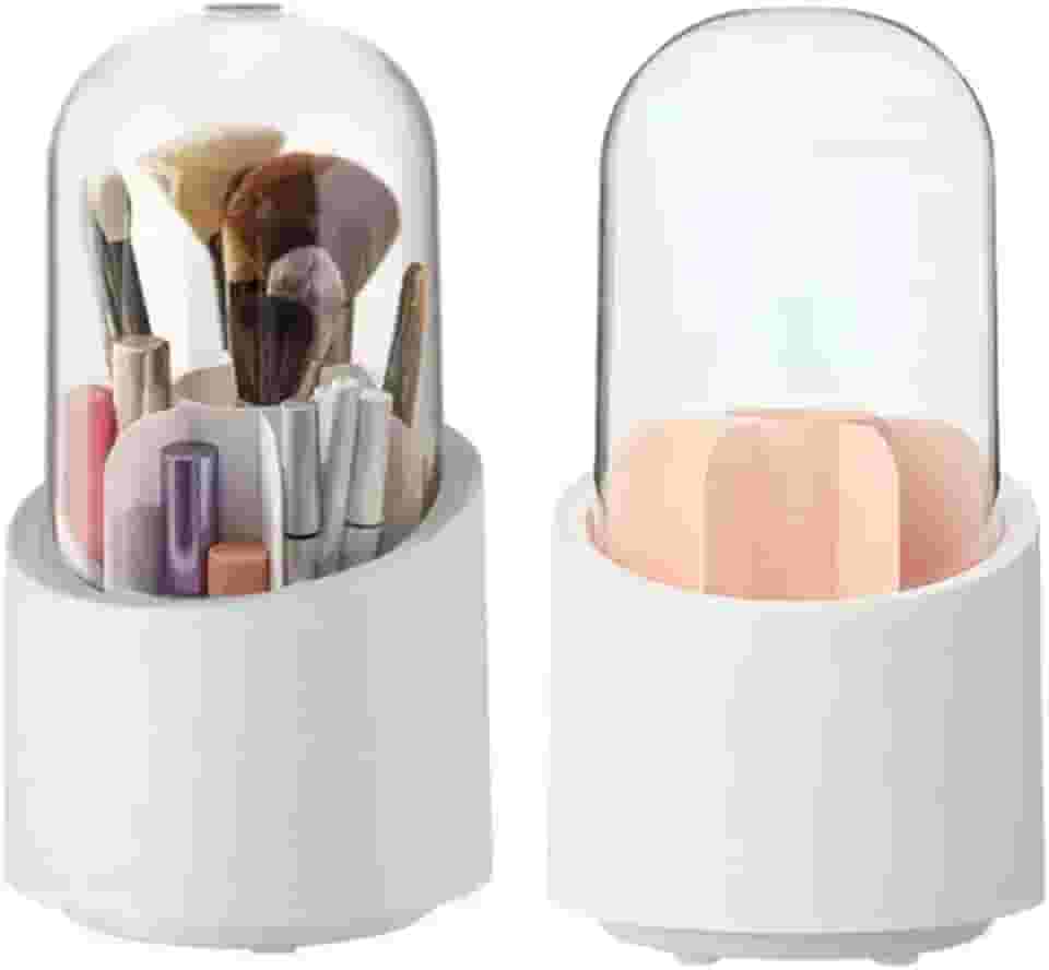 Organizador de Pincéis Para Maquiagem Com Tampa Porta Pincel Lapis Rimel Giratorio