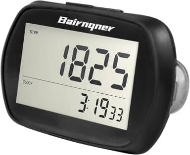 Pedômetro 3D para contador de passos com relógio, operação simples, rastreador de passos portátil com cordão, preto