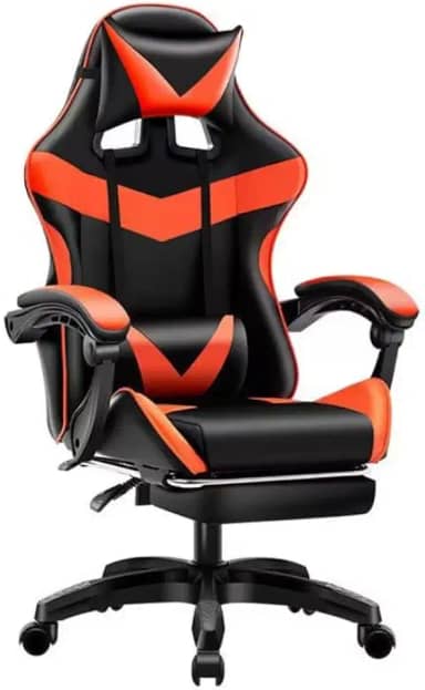 Cadeira Gamer Ergonômica, Reclinável 135°, Suporte 150kg, Design Esportivo, Preto e Laranja