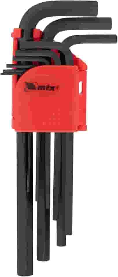 MTX Jogo de Chave Allen Longa 1,5–10 mm com 9 Peças – Aço Cromo-Vanádio e Acabamento Fosfatizado