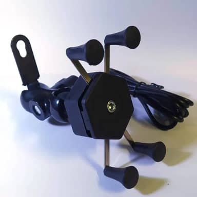 Suporte Celular Universal Para Motos e Bicicleta Com Carregador Universal Usb Garra X Fixação No Retrovisor Ou Guidão - Stallion