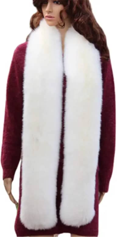 LDFWAY Cachecol longo masculino feminino gola de pele sintética inverno quente lenço estola xale, Branco, Large