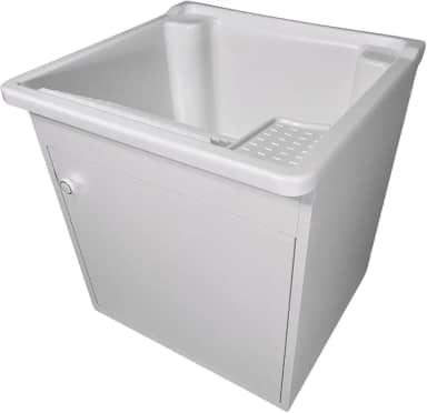 Tanque de lavar Roupa 26L Suspenso com Gabinete 46cm Montado Cor:Tanque Branco