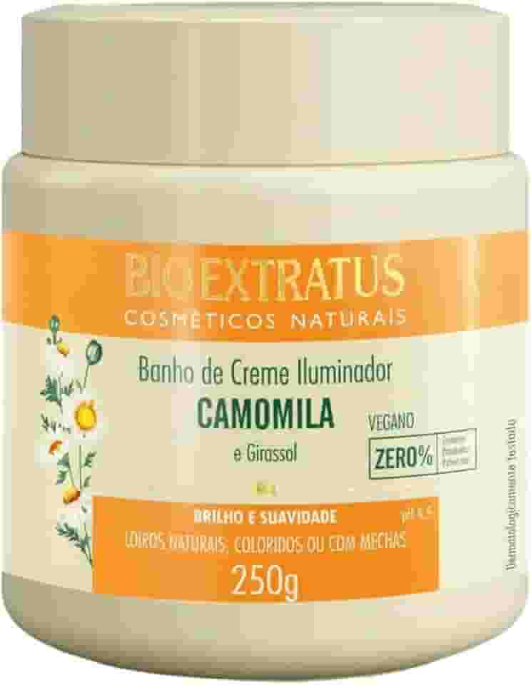 Banho de Creme Camomila Bio Extratus Clareador Iluminador 250g P/ Cabelos Loiros Mechas