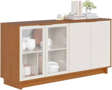 Buffet Vitória Colibri Móveis com 4 Portas e 2 Prateleiras Freijó/Off White
