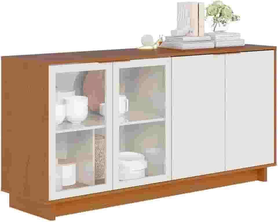 Buffet Vitória Colibri Móveis com 4 Portas e 2 Prateleiras Freijó/Off White