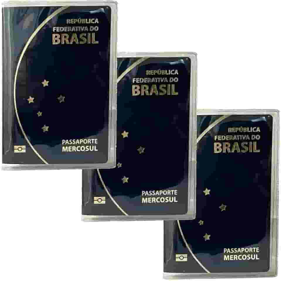 kit 3 Capa Transparente Para Passaporte