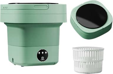 Pequena máquina de lavar portátil, mini lavadora de 6,5 L de alta capacidade com 3 modos de limpeza profunda para roupas íntimas, roupas de bebê ou itens pequenos, máquina de lavar dobrável para apartamentos, acampamento, viagem (verde)