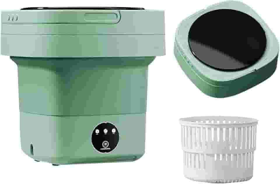 Pequena máquina de lavar portátil, mini lavadora de 6,5 L de alta capacidade com 3 modos de limpeza profunda para roupas íntimas, roupas de bebê ou itens pequenos, máquina de lavar dobrável para apartamentos, acampamento, viagem (verde)