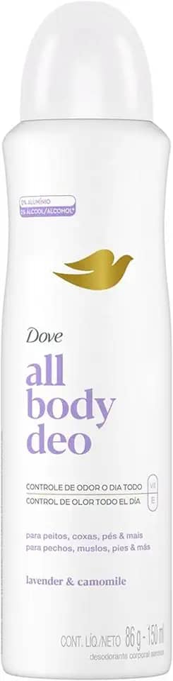 Dove All Body, Desodorante Corporal Aerossol, Para o Corpo Todo, Lavanda e Camomila 150ml
