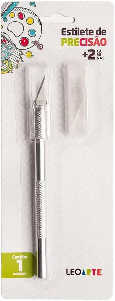 Estilete Tipo Bisturi C/2 Laminas Extras Blister Leo&leo Leonora, Prata