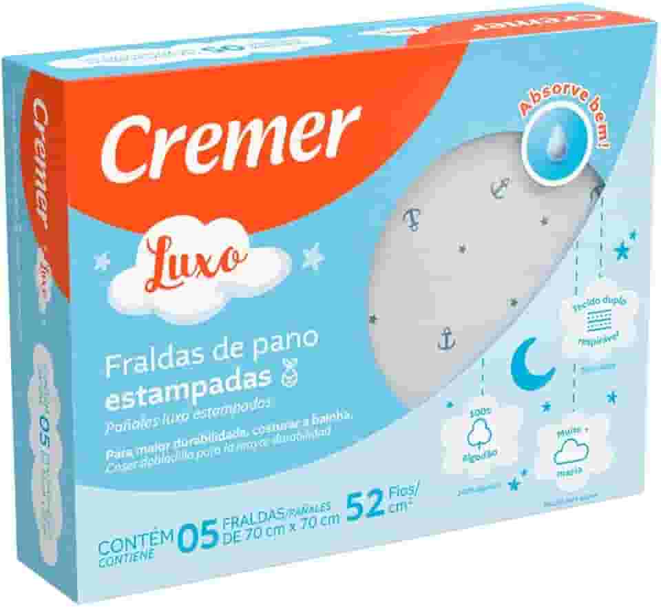 Cremer Fralda Luxo Estampa Masculina Pc Com 5 Unidades (Embalagem Pode Variar)