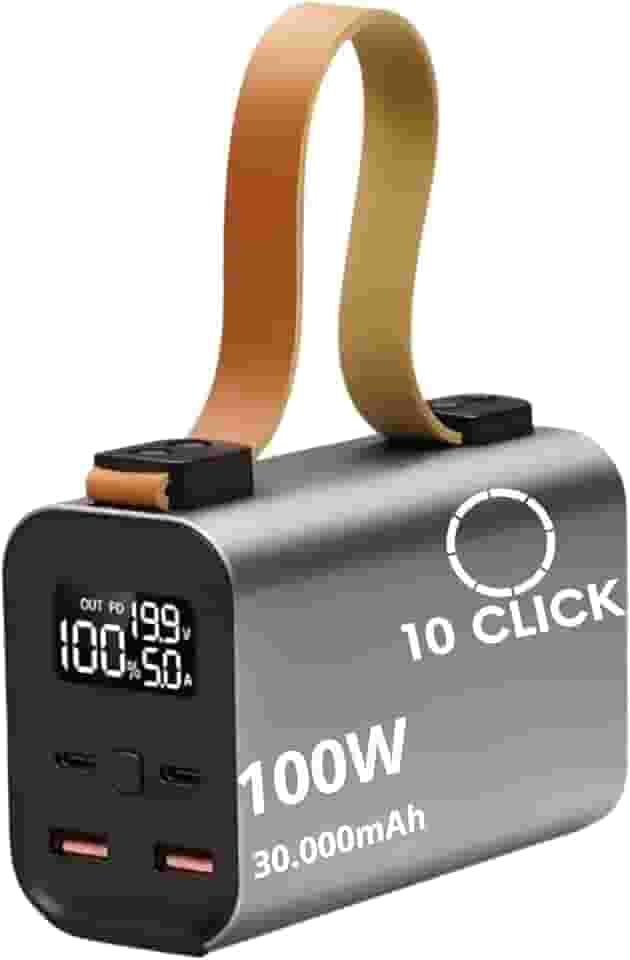 Power Bank 100W 30000mAh Para Starlink Mini Celulares Notebooks Drones Caixa de Som e Equipamentos Potentes Bateria Carregador Portátil Turbo Carga Rápida Externa Energia Alta Potência Tipo-C 10CLICK®