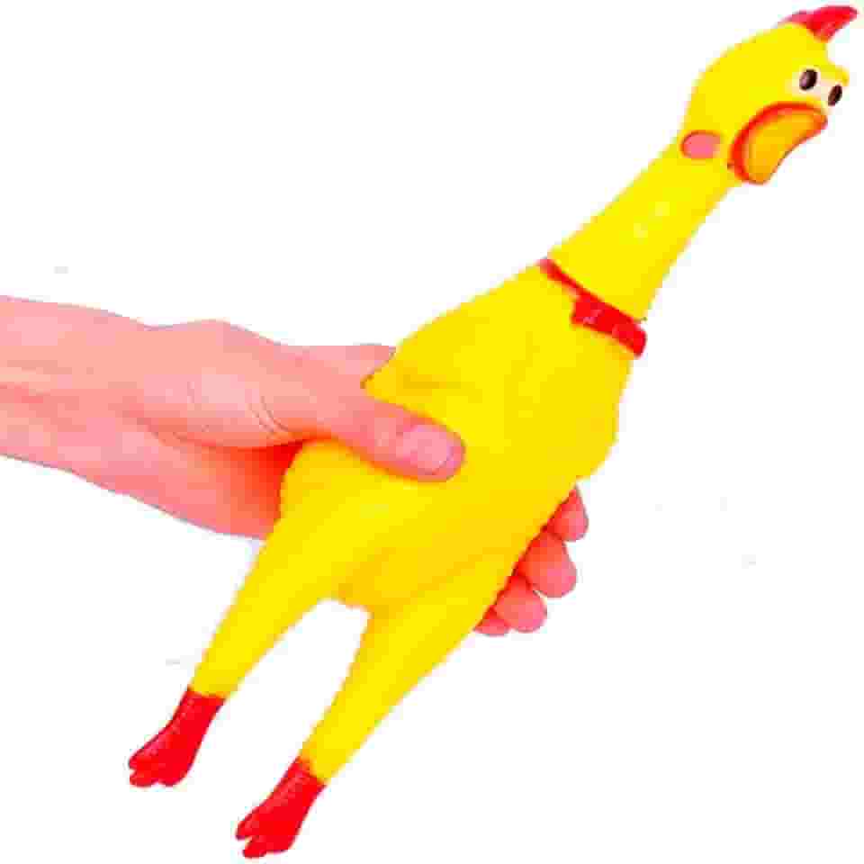Brinquedo Galinha 31Cm Para Cães, Brinquedo para Pet Amarelo de 31CM, Ideal Para Cachorro e Cão de Médio e Grande Porte, Frango Galinha de Borracha Mordedor Sonoro Apito