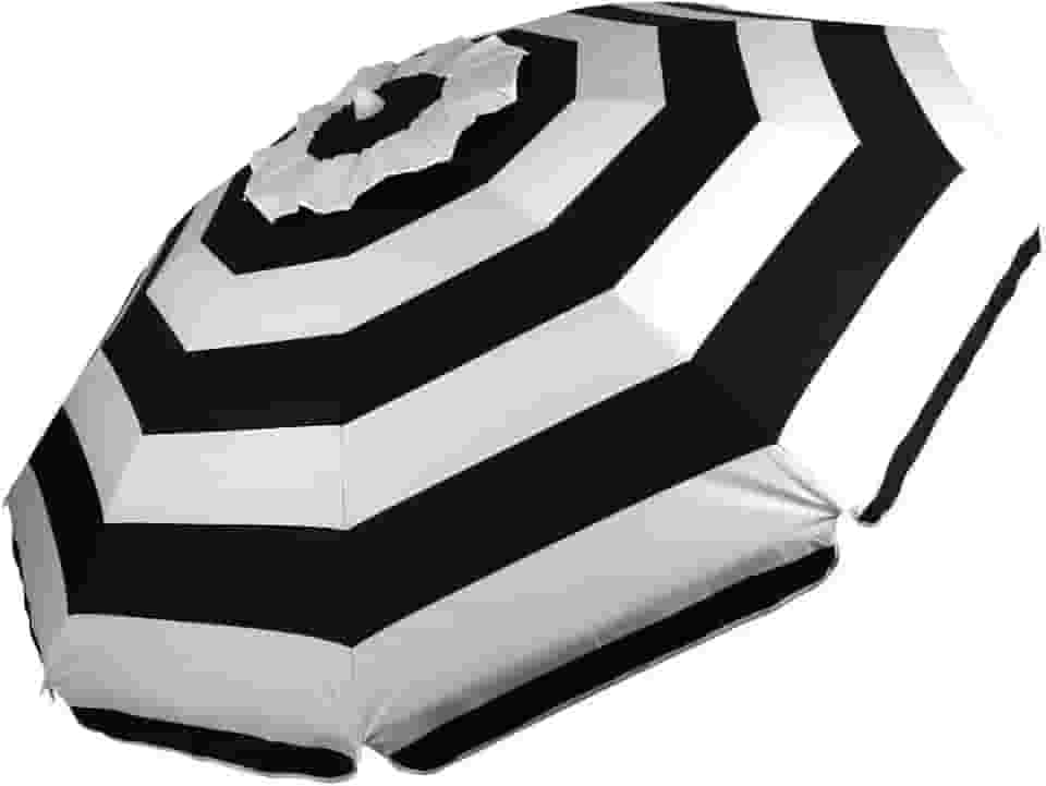 Guarda-sol Articulável Listrado Preto e Branco com Proteção Uv 2,4m - A sa