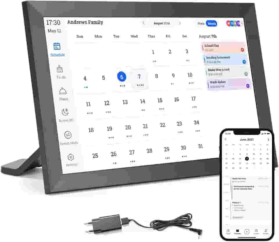 10.1 Polegadas Calendário Digital Inteligente E Gráfico Tarefas, Planner, Porta Retrato Digital, Para Agendamento Familiar, Tela Sensível Ao Toque Hd Interativa, 110-220V