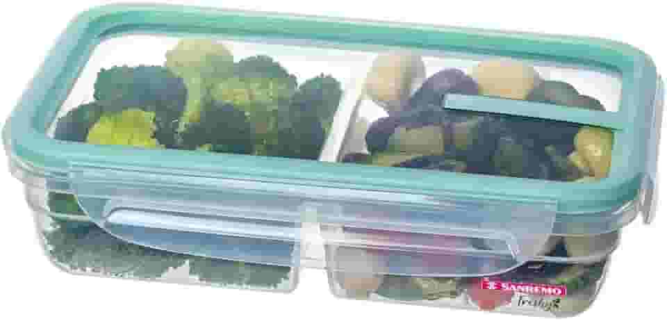 Sanremo - Pote Plástico Hermético com Divisória Integrada de 730 ml e Tampa com Travas, Linha Freshy