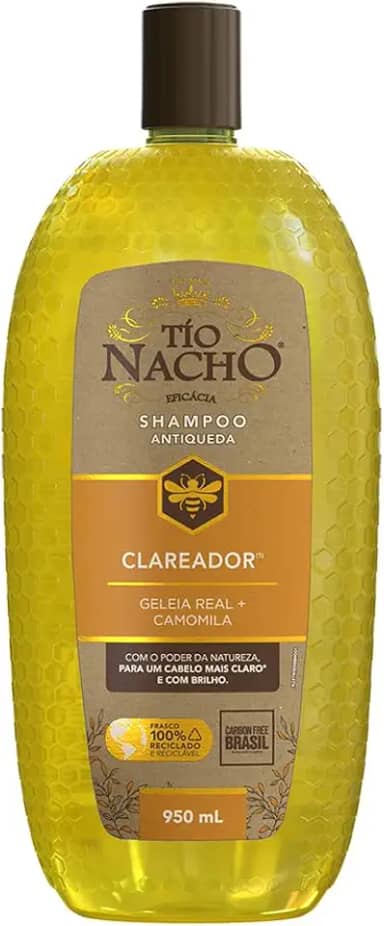 Tio Nacho Shampoo Clareador Antiqueda Com Camomila Natural, Carbon Free, Poder Da Natureza Para Cabelo Mais Claro E Brilhante, Hidratante Para Todos Os Tipos De Cabelo 950 Ml - 1 Pack