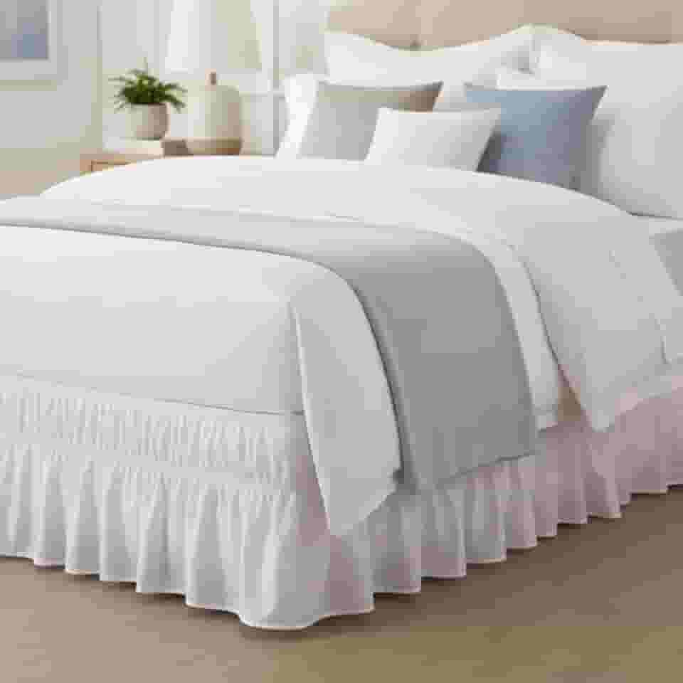 Saia para Cama Box Ajustável, Microfibra 100% Poliéster, Compatível com Solteiro até Queen, 28cm de Altura (Branco)