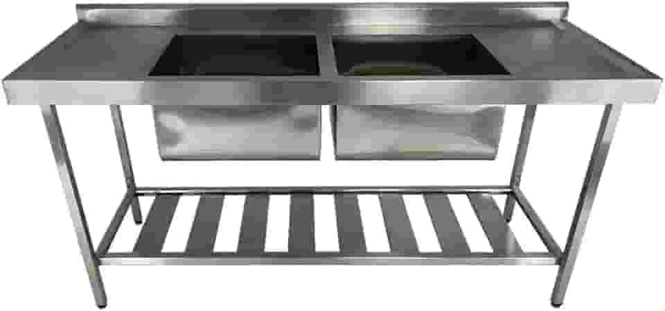 Pia De Aço Inox Industrial 130x60x90 Cm Cuba Dupla Nortinox