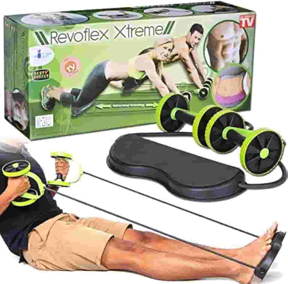 KIT MUSCULAÇÃO FITNESS COMPLETO ACADEMIA EM CASA REVOFLEX ELASTICO RODA ABDOMINAL EXTENSOR PARA BRAÇOS E PERNAS EMAGRACEDOR