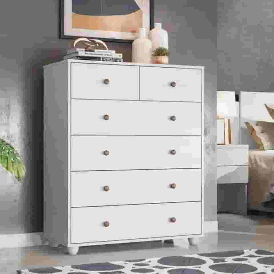 Cômoda 06 Gavetas Vittoria Albatroz Móveis Branco Fosco Liso