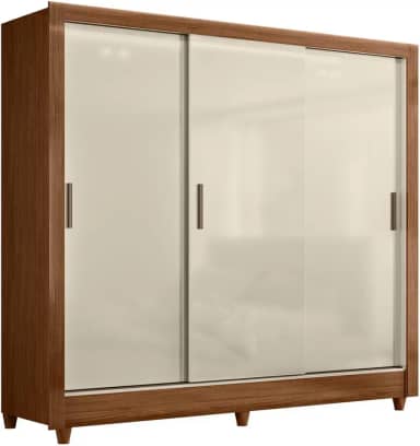 Guarda Roupas Casal com 3 Portas de Correr 2 Gavetas França Madeirado/Areia