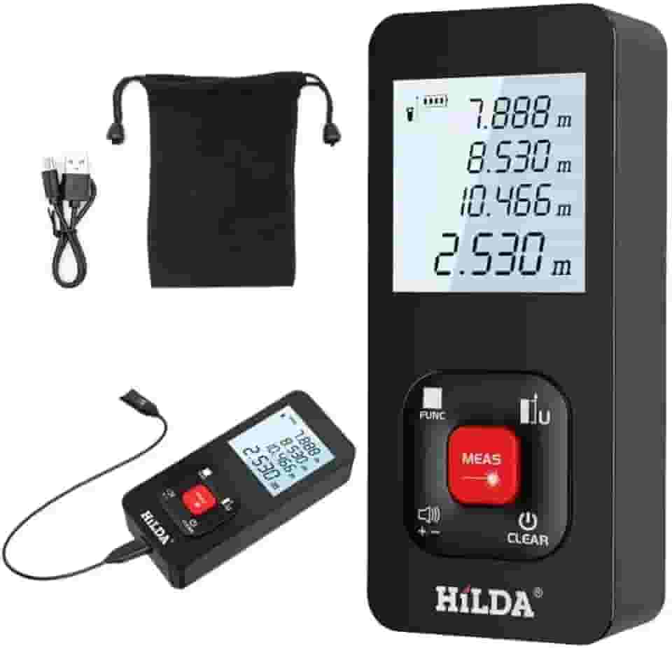 Trena Laser Digital Profissional 50 Metros Medidor de Distância Recarregável USB-C