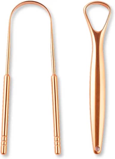 Raspador De Língua Kit 2 Peças Cobre Inox Limpador de Lingua Antibacteriano