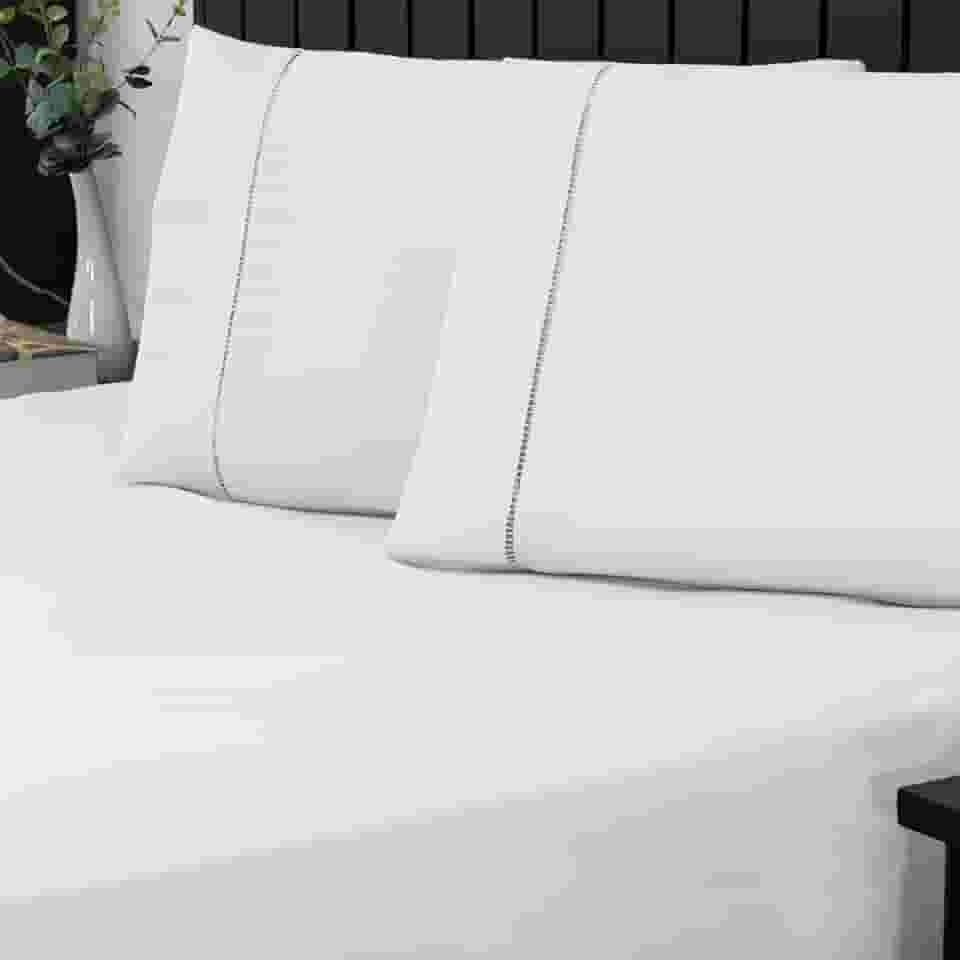 Jogo de Cama King Percal 400 Fios Ponto Palito 03 Peças, Antiácaro, Anti-pilling com Toque Macio - Branco