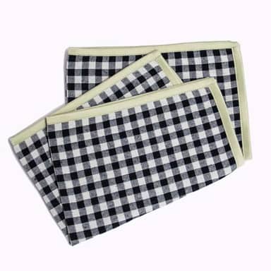 Jogo Americano xadrez de Tecido com acabamento colorido - 2 unidades (Preto)