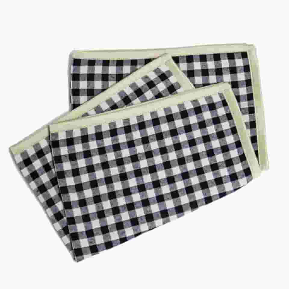 Jogo Americano xadrez de Tecido com acabamento colorido - 2 unidades (Preto)