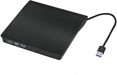 Padarsey Unidade externa de CD de DVD para laptop USB 3.0 Leitor externo de DVD-RW, gravador óptico Rewriter para Mac, notebook, desktop, PC Windows 7/8/10, Mac OSX e Linux OS Slim Preto