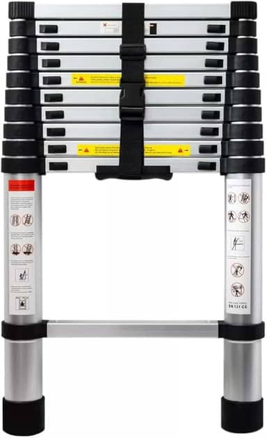 Escada Telescópica Inox 11 Degraus Multifuncional 3,2mts Portátil