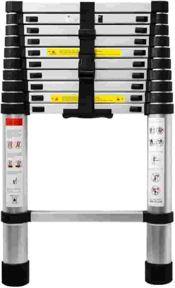 Escada Telescópica Inox 11 Degraus Multifuncional 3,2mts Portátil