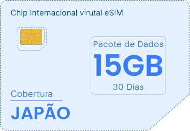Chip Internacional SIMFINITY Virtual eSIM, Plano de Dados 15GB por 30 Dias, Cobertura Japão