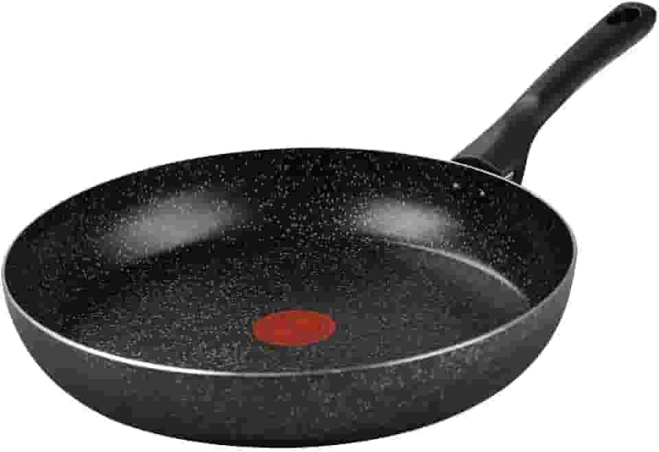 Frigideira Rochedo Stone Pro 30cm Preto com Efeito Pedra e Antiaderente Minerium, Alta Resistência e Durabilidade, Cabos Ergonômicos e Base Limpa Fácil