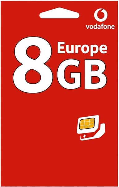 Chip Europa Vodafone, Franquia 8GB + Chamadas - 30 Dias
