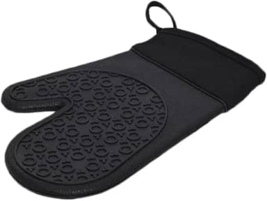 Mimo Style Luva de Silicone Preta com Tecido no Pulso, Suporta Temperaturas de Até 220ºC Sem Transferência de Calor e Sem Causar Ferimentos às Mãos