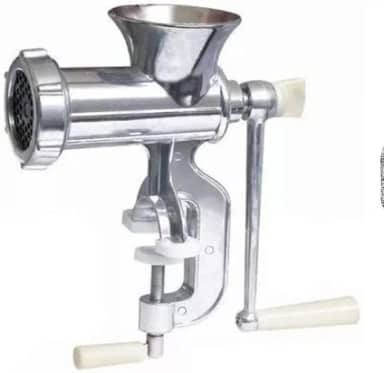 Moedor de Carne em Alumínio Fundido, Manual com Morsa, Tamanho 12, Prateado, 23 x 9,5 x 16 cm, Desmontável para Fácil Limpeza