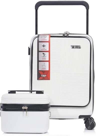 Kit Mala Bordo Notebook Rodas 360° Antifurto Frasqueira P (Branco)