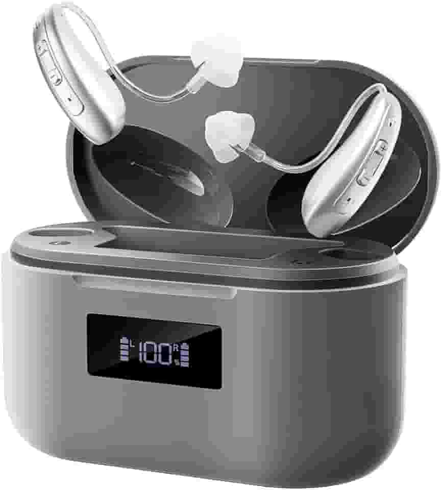 Ampl1ficad0r Aud1tiv0 JIN-GH40 JH-D26AT Recarregável Discreto c/Ajuste de Volume para Suporte Aud1tiv0 Pessoal e Cl4reza Sonor4. Kit Completo e Portátil