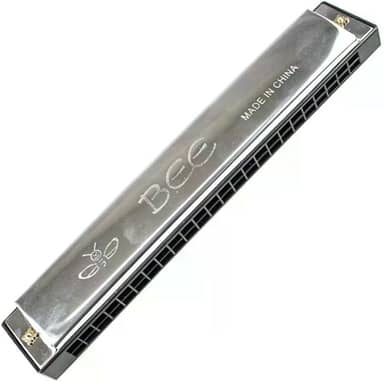 Gaita de Boca Diatônica Harmônica, 24 Furos, Azul, Aço Inoxidável e ABS, Afinação em Dó (C), 19.3cm