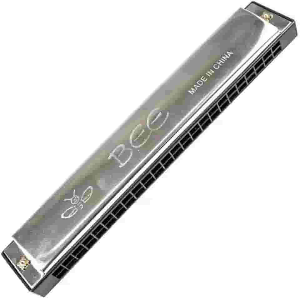 Gaita de Boca Diatônica Harmônica, 24 Furos, Azul, Aço Inoxidável e ABS, Afinação em Dó (C), 19.3cm