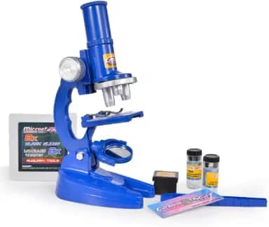 Microscópio Infantil Educativo, 450x LED, Kit Laboratório com Acessórios Escolares